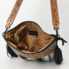 ADBGZ701 Tooled Leather Crossbody Bag with Fringe & Wool Saddle Blanket - Western Style Purse