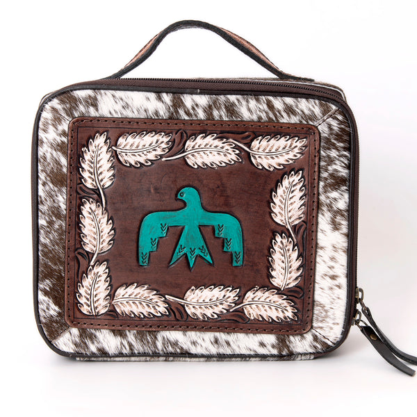 ADBGA300 American Darling Western Hand Tooled Leather Hair-On Cowhide Jewelry Case
