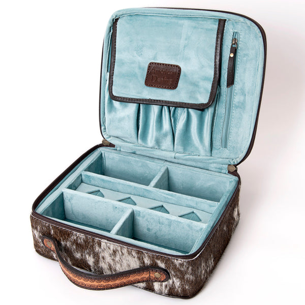 ADBGA300 American Darling Western Hand Tooled Leather Hair-On Cowhide Jewelry Case