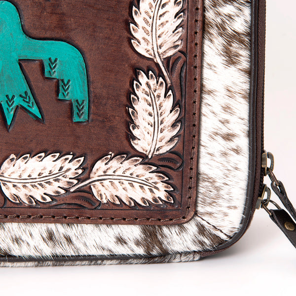 ADBGA300 American Darling Western Hand Tooled Leather Hair-On Cowhide Jewelry Case