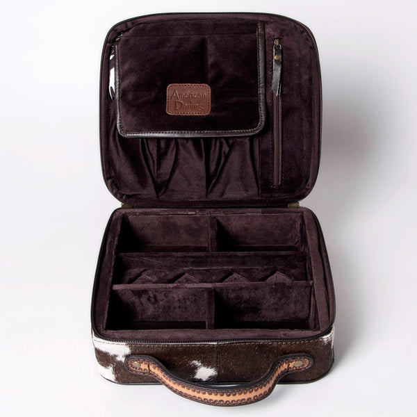 ADBGA300 American Darling Western Hand Tooled Leather Hair-On Cowhide Jewelry Case