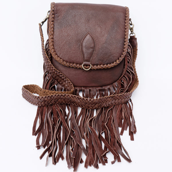 ADBGD129 American Darling Handcrafted Leather Cross body Bag with Fringes & Braided Trim