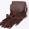ADBGD129 American Darling Handcrafted Leather Cross body Bag with Fringes & Braided Trim