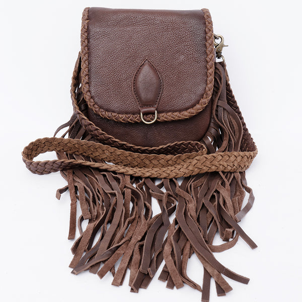 ADBGD129 American Darling Handcrafted Leather Cross body Bag with Fringes & Braided Trim