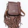 ADBGD129 American Darling Handcrafted Leather Cross body Bag with Fringes & Braided Trim