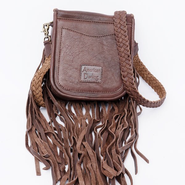 ADBGD129 American Darling Handcrafted Leather Cross body Bag with Fringes & Braided Trim