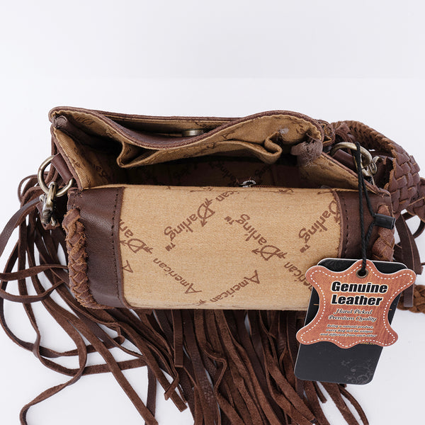 ADBGD129 American Darling Handcrafted Leather Cross body Bag with Fringes & Braided Trim