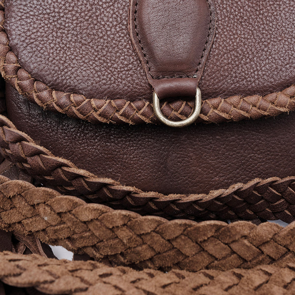 ADBGD129 American Darling Handcrafted Leather Cross body Bag with Fringes & Braided Trim