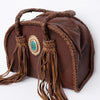ADBGD152 American Darling Western Leather Tote Bag - Handcrafted Fringed Braided Leather Purse