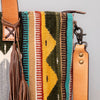 ADBG575 Southwestern Wool Tote with Natural Leather Straps Handwoven Pattern & Tassel