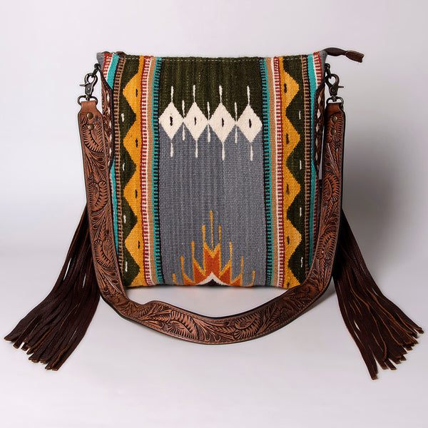 ADBG905 American Darling Handcrafted Hand Tooled Leather Saddle Blanket Cross body Bag