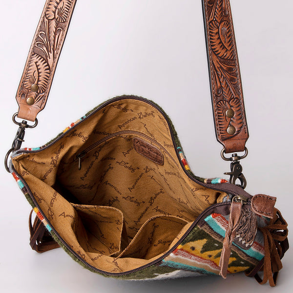 ADBG905 American Darling Handcrafted Hand Tooled Leather Saddle Blanket Cross body Bag