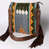 ADBG905 American Darling Handcrafted Hand Tooled Leather Saddle Blanket Cross body Bag