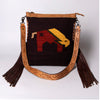 ADBG905 American Darling Handcrafted Hand Tooled Leather Saddle Blanket Cross body Bag