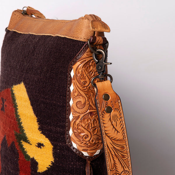 ADBG905 American Darling Handcrafted Hand Tooled Leather Saddle Blanket Cross body Bag