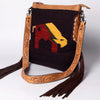 ADBG905 American Darling Handcrafted Hand Tooled Leather Saddle Blanket Cross body Bag