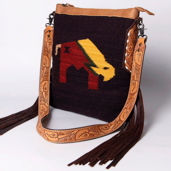 ADBG905 American Darling Handcrafted Hand Tooled Leather Saddle Blanket Cross body Bag
