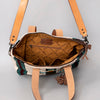 ADBG575 American Darling Hand Woven Saddle Blanket Western Leather Tote Bag with Tassels & Leather Strap