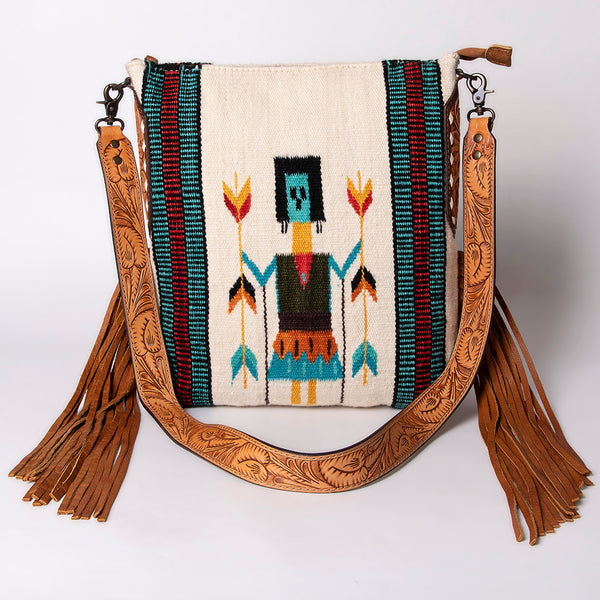 ADBG905 American Darling Handcrafted Hand Tooled Leather Saddle Blanket Cross body Bag
