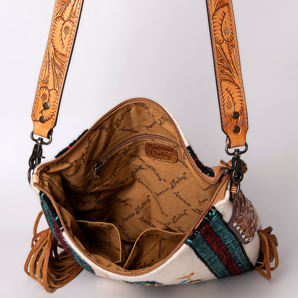 ADBG905 American Darling Handcrafted Hand Tooled Leather Saddle Blanket Cross body Bag