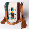ADBG905 American Darling Handcrafted Hand Tooled Leather Saddle Blanket Cross body Bag
