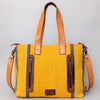 ADBG575 American Darling Hand Woven Saddle Blanket Western Leather Tote Bag with Tassels & Leather Strap