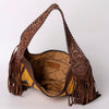 ADBG803 American Darling Hand Tooled Leather Hobo Bag with Hand Woven Saddle Blanket and Fringes