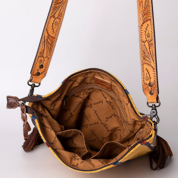 ADBG905 American Darling Handcrafted Hand Tooled Leather Saddle Blanket Cross body Bag