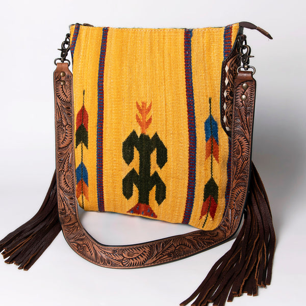 ADBG905 American Darling Handcrafted Hand Tooled Leather Saddle Blanket Cross body Bag