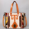 ADBG575 American Darling Hand Woven Saddle Blanket Western Leather Tote Bag with Tassels & Leather Strap