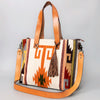 ADBG575 American Darling Hand Woven Saddle Blanket Western Leather Tote Bag with Tassels & Leather Strap