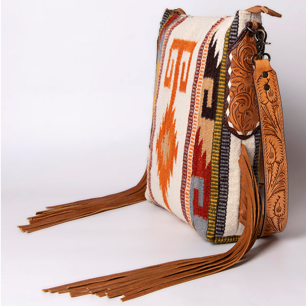 ADBG905 American Darling Handcrafted Hand Tooled Leather Saddle Blanket Cross body Bag