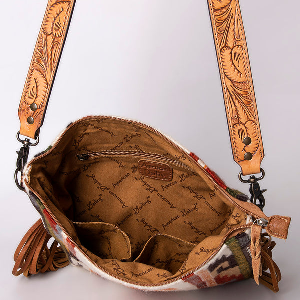 ADBG905 American Darling Handcrafted Hand Tooled Leather Saddle Blanket Cross body Bag