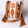 ADBG905 American Darling Handcrafted Hand Tooled Leather Saddle Blanket Cross body Bag