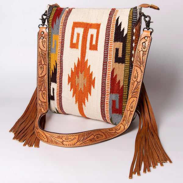 ADBG905 American Darling Handcrafted Hand Tooled Leather Saddle Blanket Cross body Bag