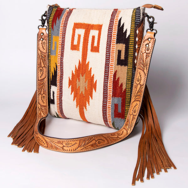 ADBG905 American Darling Handcrafted Hand Tooled Leather Saddle Blanket Cross body Bag