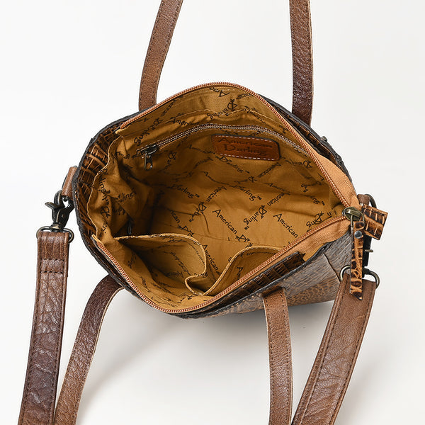 ADBG959 Crocodile Embossed Genuine Leather Western Tote Compact Handbag by American Darling