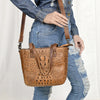 ADBG959 Crocodile Embossed Genuine Leather Western Tote Compact Handbag by American Darling