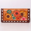 ADBG488 Hand Tooled Leather Floral Crossbody Wallet Wristlet Clutch Bag