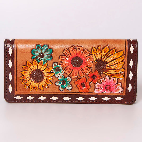 ADBG488 Hand Tooled Leather Floral Crossbody Wallet Wristlet Clutch Bag