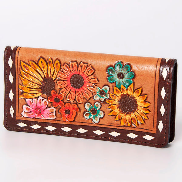 ADBG488 Hand Tooled Leather Floral Crossbody Wallet Wristlet Clutch Bag