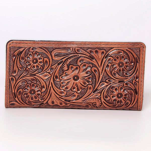 ADBG488 Hand Tooled Leather Floral Crossbody Wallet Wristlet Clutch Bag
