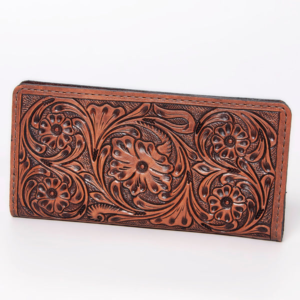 ADBG488 Hand Tooled Leather Floral Crossbody Wallet Wristlet Clutch Bag