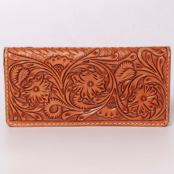 ADBG488 Hand Tooled Leather Floral Crossbody Wallet Wristlet Clutch Bag