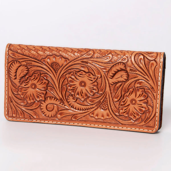 ADBG488 Hand Tooled Leather Floral Crossbody Wallet Wristlet Clutch Bag