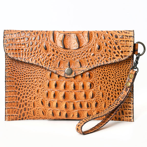 ADBG967 American Darling Crocodile Embossed Western Leather Wristlet