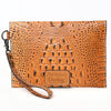 ADBG967 American Darling Crocodile Embossed Western Leather Wristlet
