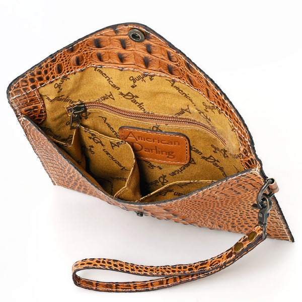 ADBG967 American Darling Crocodile Embossed Western Leather Wristlet