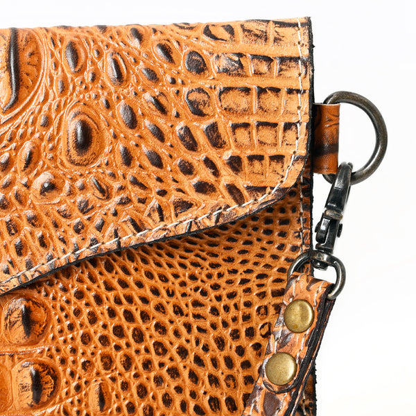 ADBG967 American Darling Crocodile Embossed Western Leather Wristlet