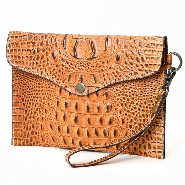 ADBG967 American Darling Crocodile Embossed Western Leather Wristlet